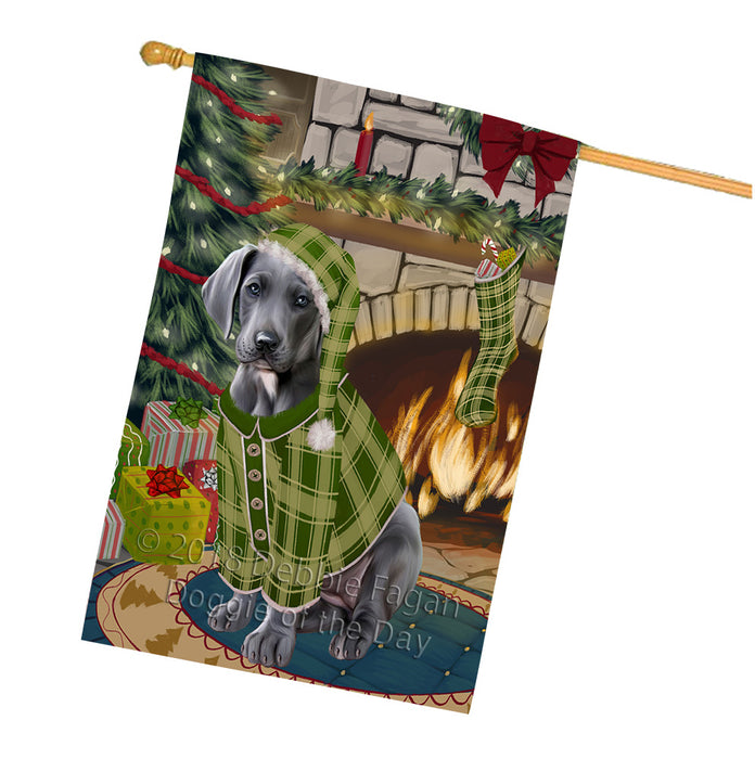 The Stocking was Hung Great Dane Dog House Flag FLG55752