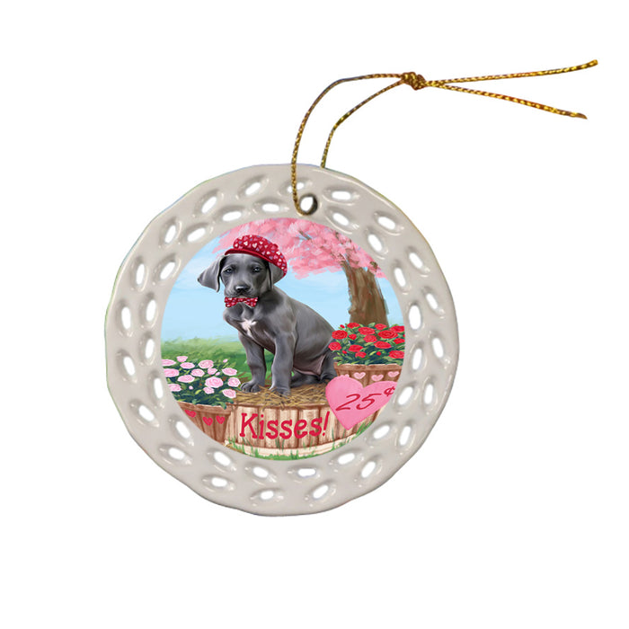 Rosie 25 Cent Kisses Great Dane Dog Ceramic Doily Ornament DPOR56235