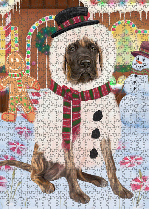 Christmas Gingerbread House Candyfest Great Dane Dog Puzzle with Photo Tin PUZL93596