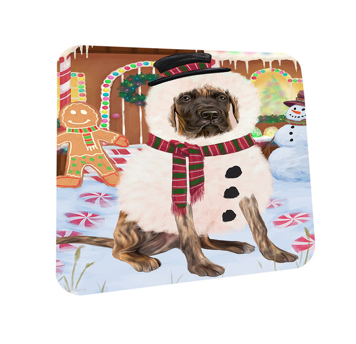 Christmas Gingerbread House Candyfest Great Dane Dog Coasters Set of 4 CST56307
