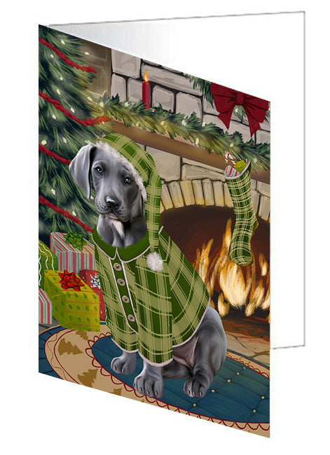 The Stocking was Hung Basset Hound Dog Handmade Artwork Assorted Pets Greeting Cards and Note Cards with Envelopes for All Occasions and Holiday Seasons GCD70079