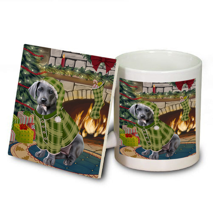 The Stocking was Hung Great Dane Dog Mug and Coaster Set MUC55315