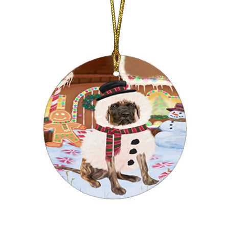 Christmas Gingerbread House Candyfest Great Dane Dog Round Flat Christmas Ornament RFPOR56705
