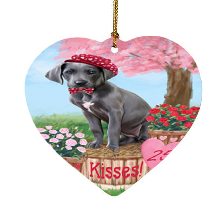 Rosie 25 Cent Kisses Great Dane Dog Heart Christmas Ornament HPOR56235
