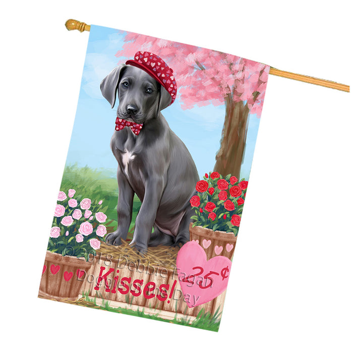 Rosie 25 Cent Kisses Great Dane Dog House Flag FLG56563