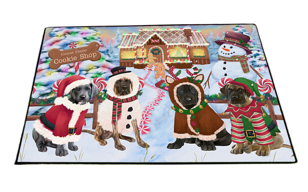 Holiday Gingerbread Cookie Shop Great Danes Dog Floormat FLMS53256