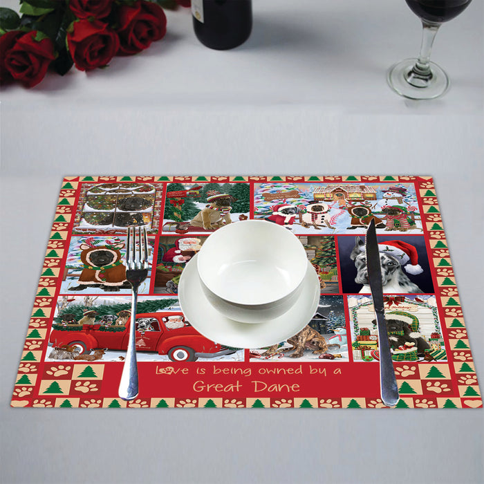 Love is Being Owned Christmas Great Dane Dogs Placemat
