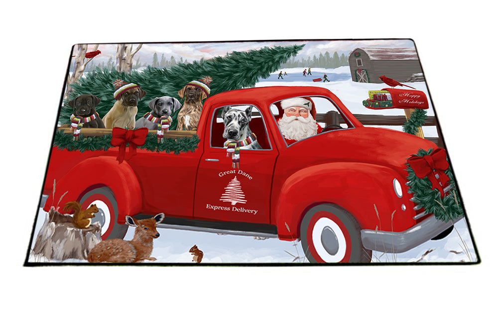 Christmas Santa Express Delivery Great Danes Dog Family Floormat FLMS52404