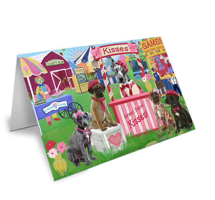 Carnival Kissing Booth Great Danes Dog Handmade Artwork Assorted Pets Greeting Cards and Note Cards with Envelopes for All Occasions and Holiday Seasons GCD72026