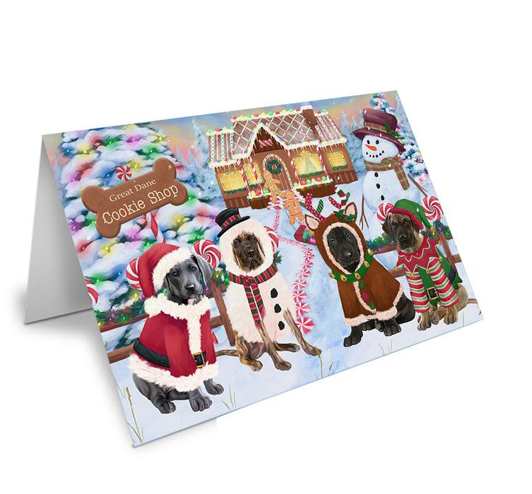 Holiday Gingerbread Cookie Shop Great Danes Dog Handmade Artwork Assorted Pets Greeting Cards and Note Cards with Envelopes for All Occasions and Holiday Seasons GCD73724