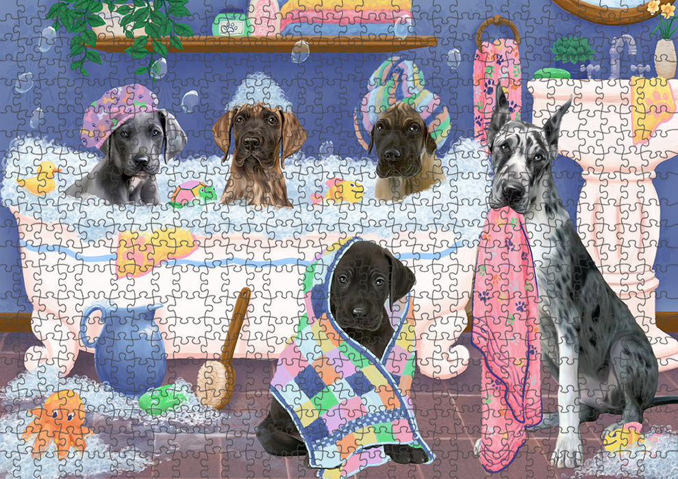 Rub A Dub Dogs In A Tub Great Danes Dog Puzzle with Photo Tin PUZL95368