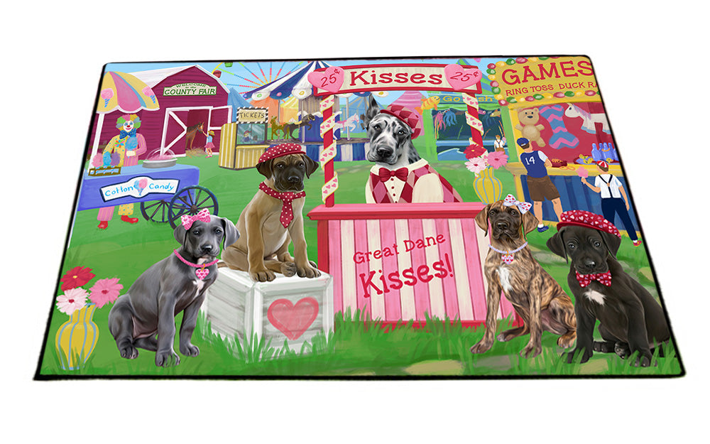 Carnival Kissing Booth Great Danes Dog Floormat FLMS52929