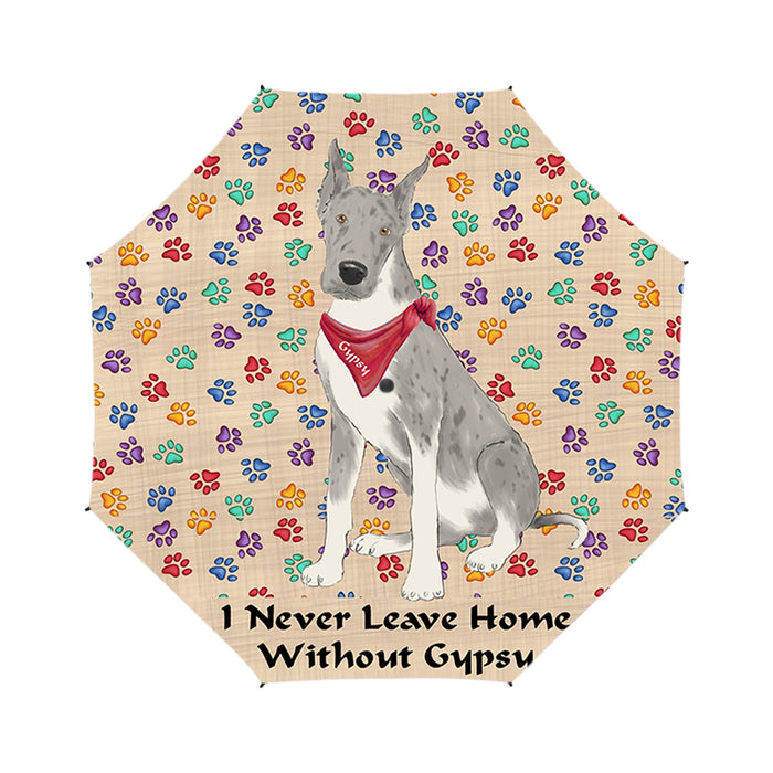 Custom Pet Name Personalized I never Leave Home Great Dane Dog Semi-Automatic Foldable Umbrella