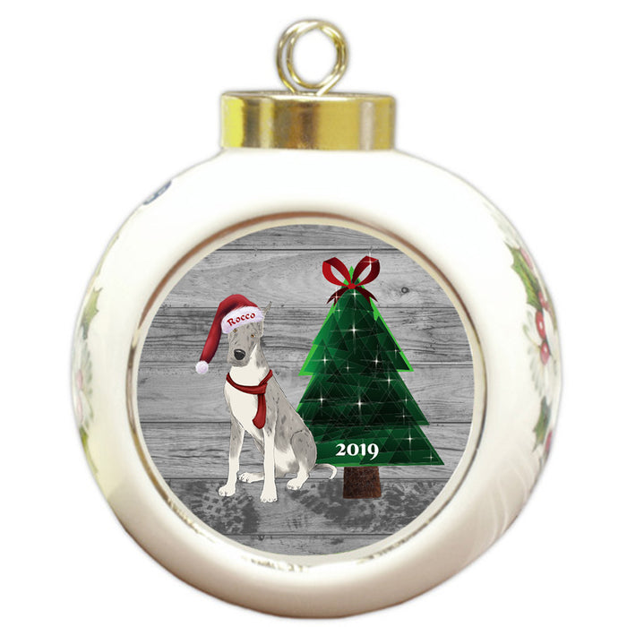 Custom Personalized Great Dane Dog Glassy Classy Christmas Round Ball Ornament