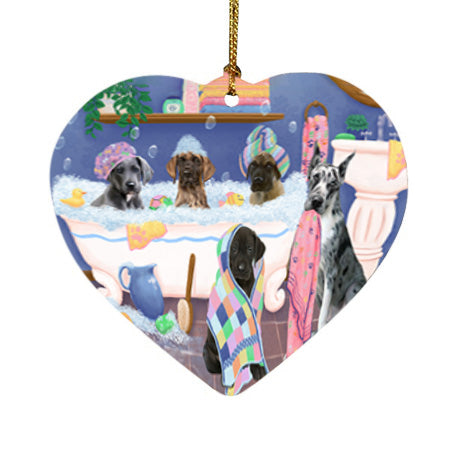 Rub A Dub Dogs In A Tub Great Danes Dog Heart Christmas Ornament HPOR57148