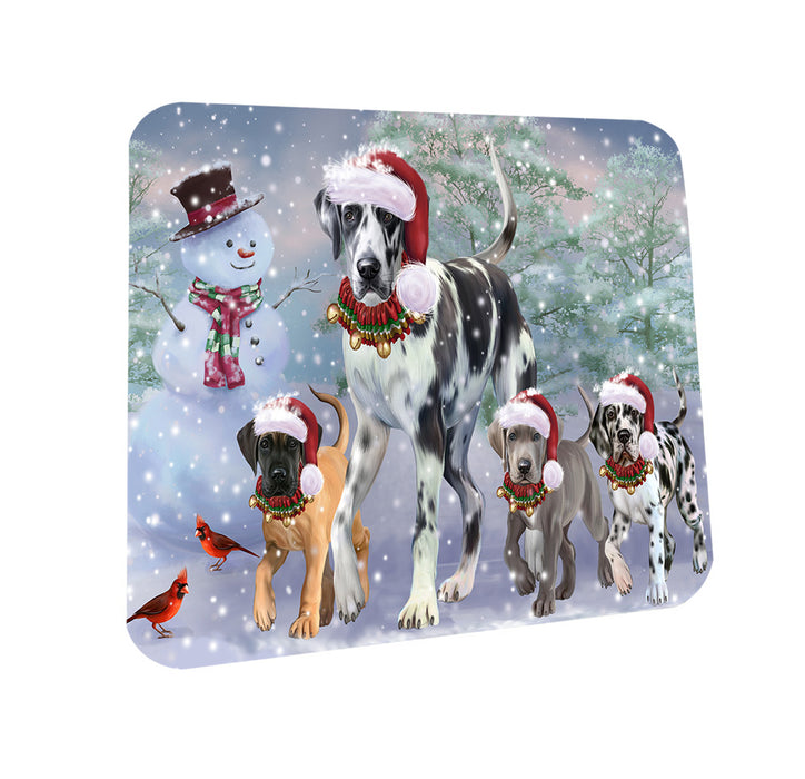 Christmas Running Family Great Danes Dog Coasters Set of 4 CST56596