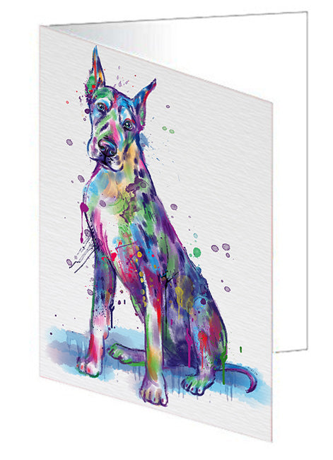 Watercolor Great Dane Dog Handmade Artwork Assorted Pets Greeting Cards and Note Cards with Envelopes for All Occasions and Holiday Seasons GCD76778