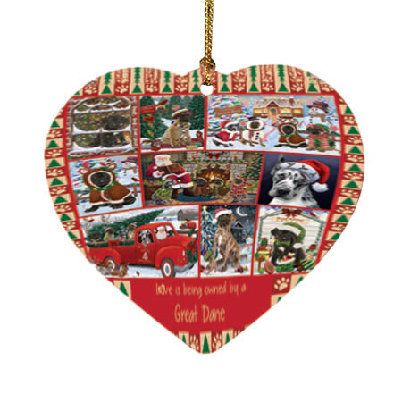 Love is Being Owned Christmas Great Dane Dogs Heart Christmas Ornament HPOR57855