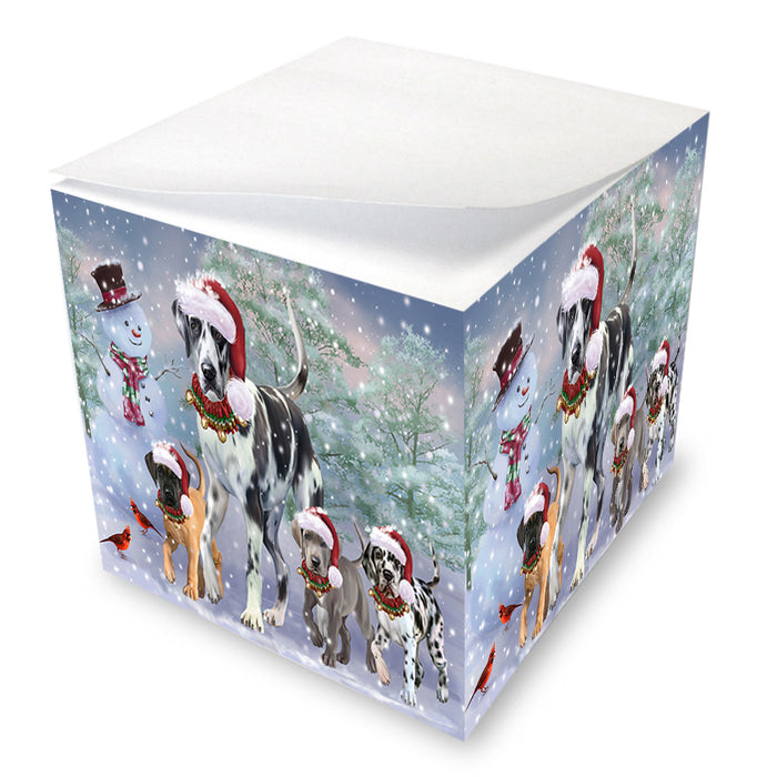 Christmas Running Family Great Danes Dog Note Cube NOC54710