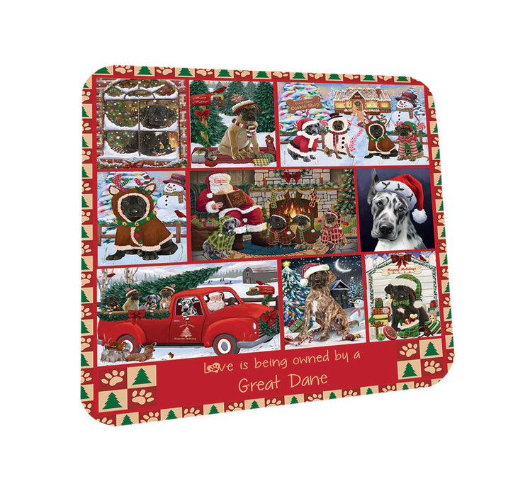 Love is Being Owned Christmas Great Dane Dogs Coasters Set of 4 CST57186