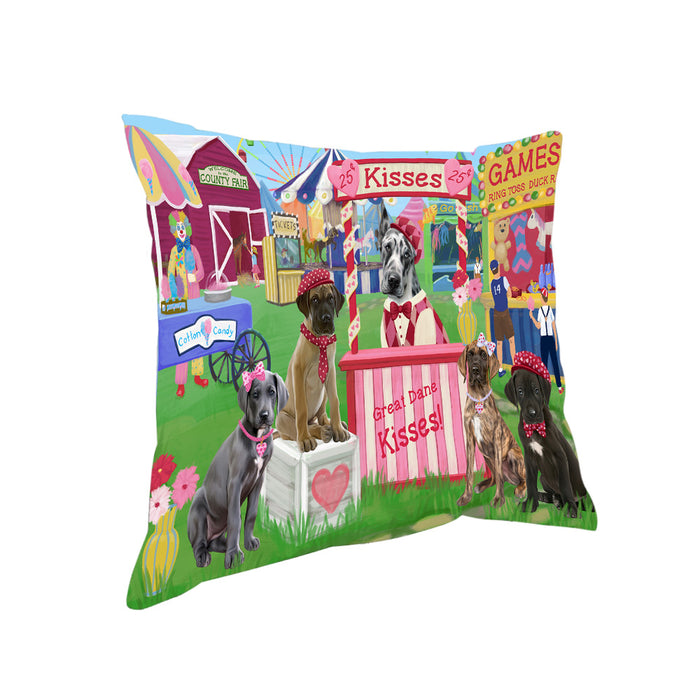 Carnival Kissing Booth Great Danes Dog Pillow PIL77640