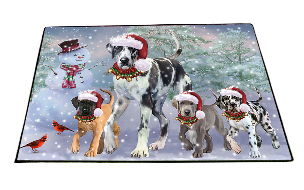Christmas Running Family Great Danes Dog Floormat FLMS53706