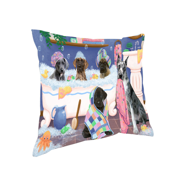 Rub A Dub Dogs In A Tub Great Danes Dog Pillow PIL81460