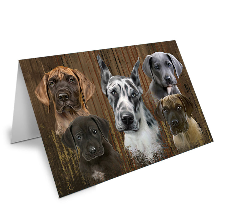 Rustic 5 Great Danes Dog Handmade Artwork Assorted Pets Greeting Cards and Note Cards with Envelopes for All Occasions and Holiday Seasons GCD54905
