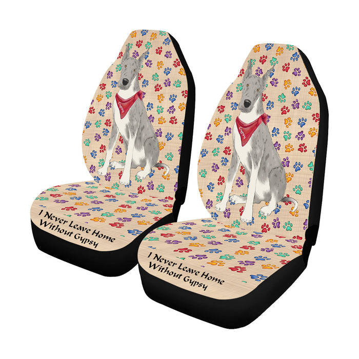 Personalized I Never Leave Home Paw Print Great Dane Dogs Pet Front Car Seat Cover (Set of 2)