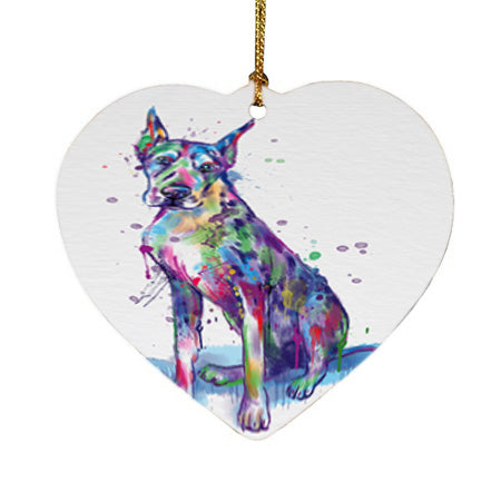 Watercolor Great Dane Dog Heart Christmas Ornament HPOR57383