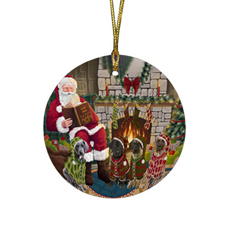 Christmas Cozy Holiday Tails Great Danes Dog Round Flat Christmas Ornament RFPOR55484