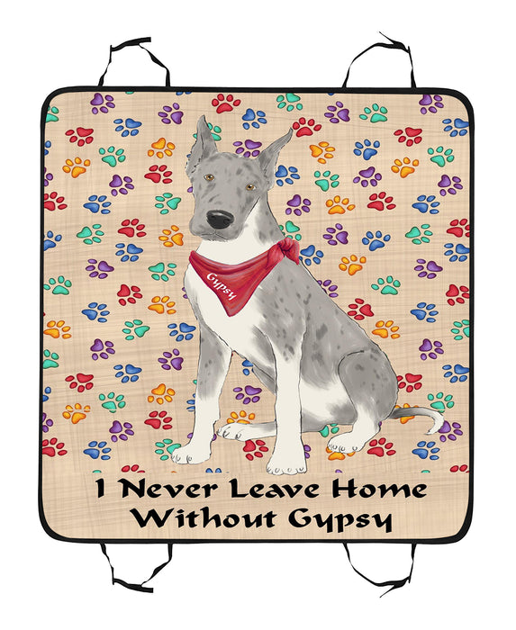 Personalized I Never Leave Home Paw Print Great Dane Dogs Pet Back Car Seat Cover