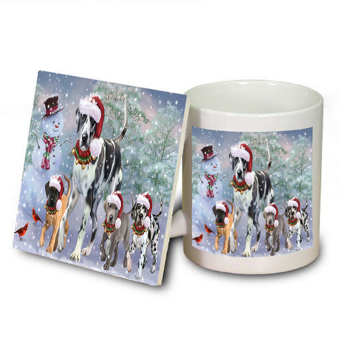 Christmas Running Family Great Danes Dog Mug and Coaster Set MUC56630