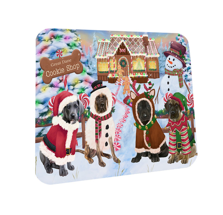 Holiday Gingerbread Cookie Shop Great Danes Dog Coasters Set of 4 CST56361
