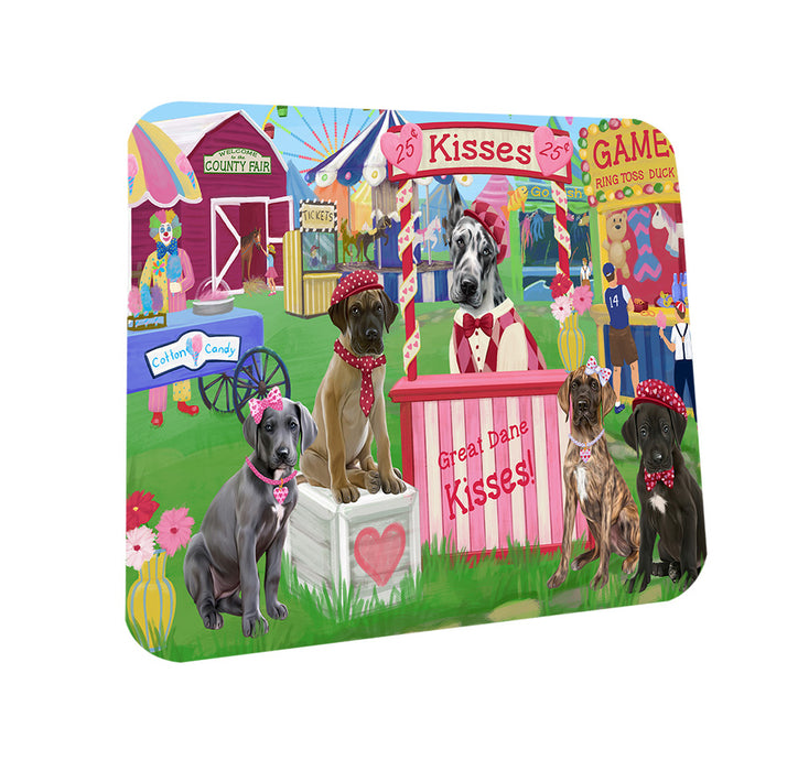 Carnival Kissing Booth Great Danes Dog Coasters Set of 4 CST55795