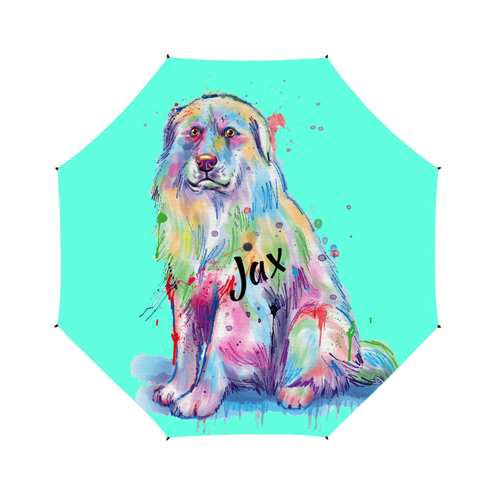 Custom Pet Name Personalized Watercolor Great Pyrenee DogSemi-Automatic Foldable Umbrella