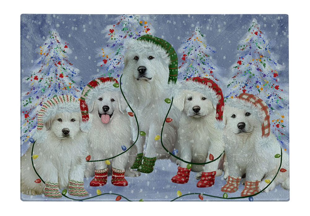 Christmas Lights and Great Pyrenees Dogs Cutting Board - For Kitchen - Scratch & Stain Resistant - Designed To Stay In Place - Easy To Clean By Hand - Perfect for Chopping Meats, Vegetables