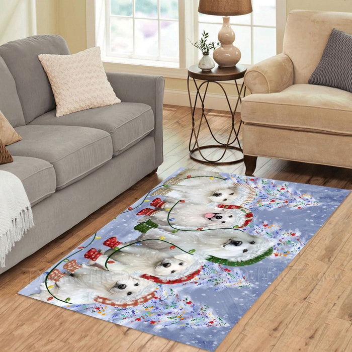Christmas Lights and Great Pyrenees Dogs Area Rug - Ultra Soft Cute Pet Printed Unique Style Floor Living Room Carpet Decorative Rug for Indoor Gift for Pet Lovers