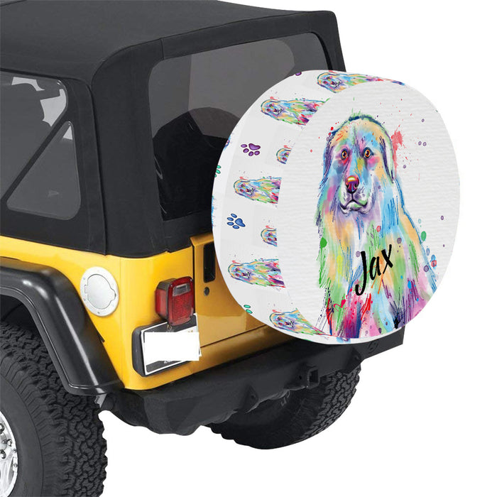Custom Pet Name Personalized Watercolor Great Pyrenee Dog Car Tire Cover