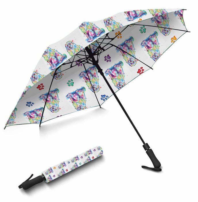 Watercolor Mini Great Pyrenee DogsSemi-Automatic Foldable Umbrella