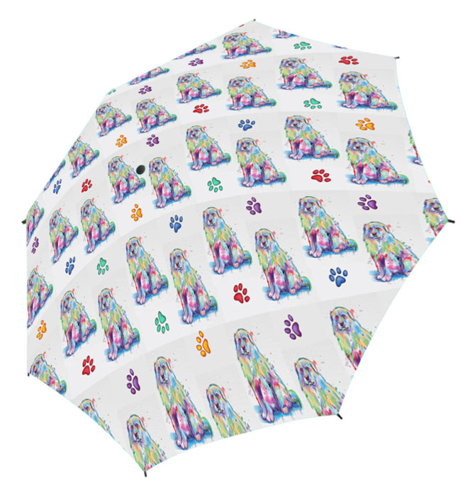Watercolor Mini Great Pyrenee DogsSemi-Automatic Foldable Umbrella