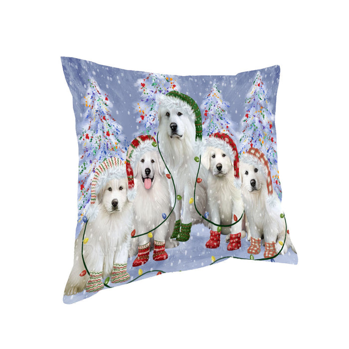 Christmas Lights and Great Pyrenees Dogs Pillow with Top Quality High-Resolution Images - Ultra Soft Pet Pillows for Sleeping - Reversible & Comfort - Ideal Gift for Dog Lover - Cushion for Sofa Couch Bed - 100% Polyester