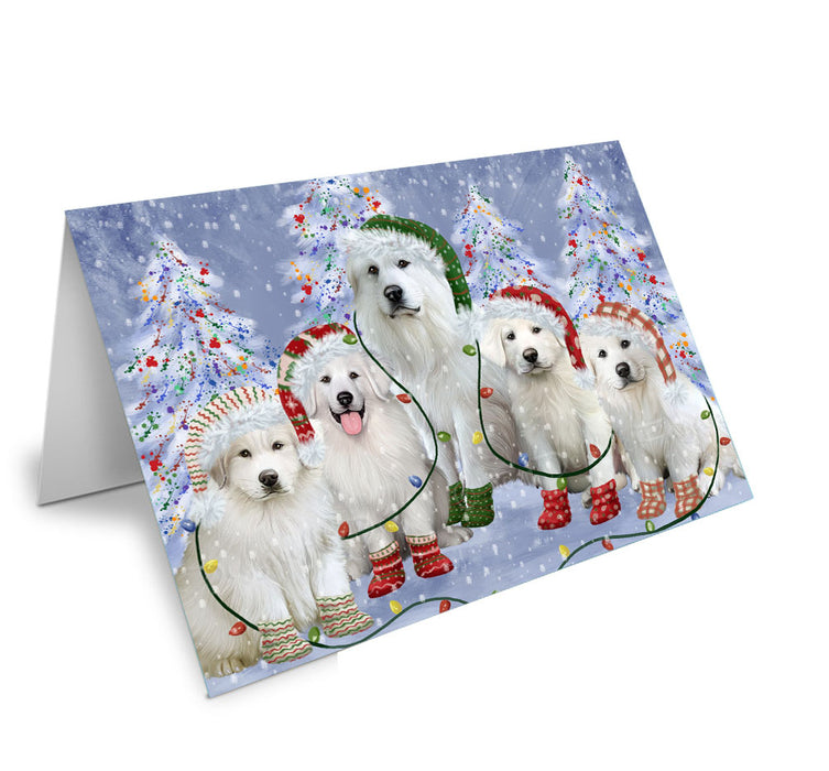 Christmas Lights and Great Pyrenees Dogs Handmade Artwork Assorted Pets Greeting Cards and Note Cards with Envelopes for All Occasions and Holiday Seasons