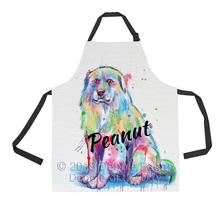 Custom Pet Name Personalized Watercolor Great Pyrenee Dog Apron
