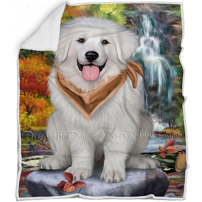 Scenic Waterfall Great Pyrenees Dog Blanket BLNKT67629
