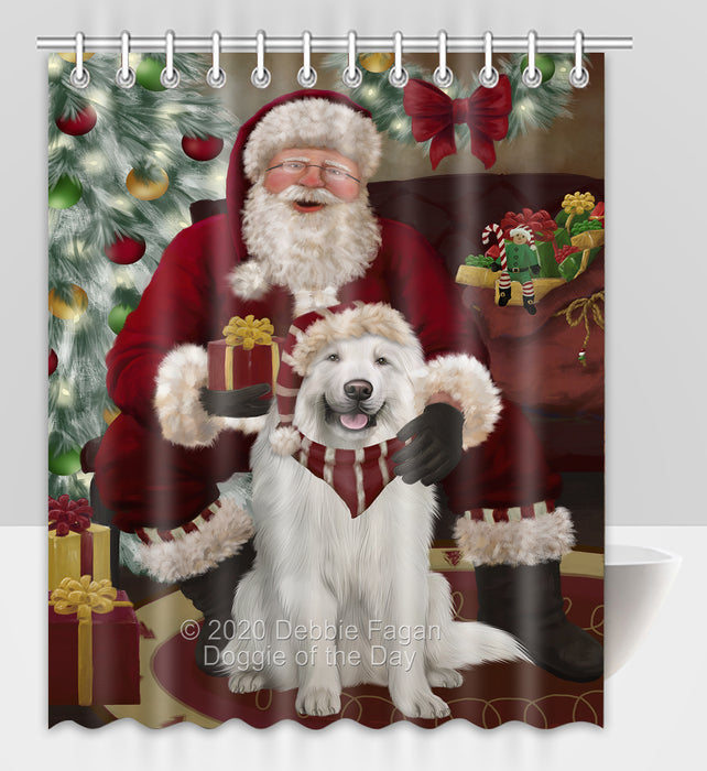 Santa's Christmas Surprise Great Pyrenees Dog Shower Curtain Bathroom Accessories Decor Bath Tub Screens SC239