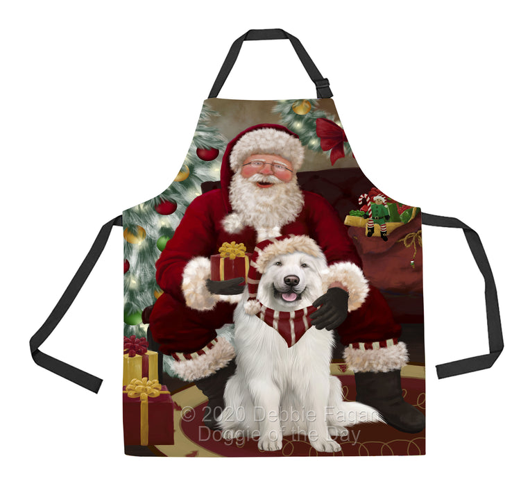 Santa's Christmas Surprise Great Pyrenees Dog Apron - Adjustable Long Neck Bib for Adults - Waterproof Polyester Fabric With 2 Pockets - Chef Apron for Cooking, Dish Washing, Gardening, and Pet Grooming