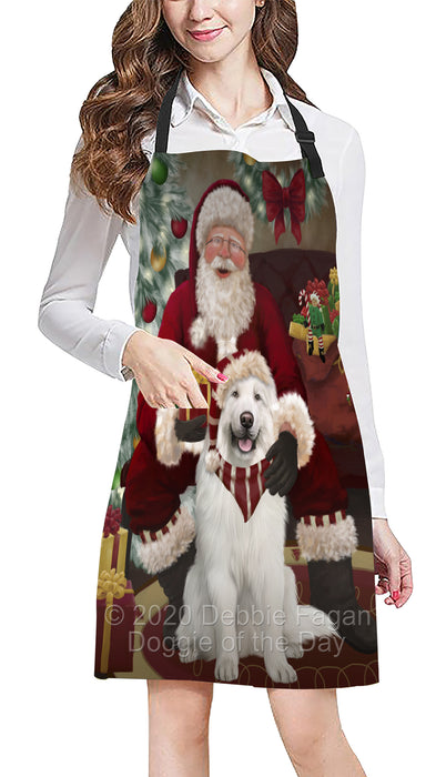 Santa's Christmas Surprise Great Pyrenees Dog Apron - Adjustable Long Neck Bib for Adults - Waterproof Polyester Fabric With 2 Pockets - Chef Apron for Cooking, Dish Washing, Gardening, and Pet Grooming