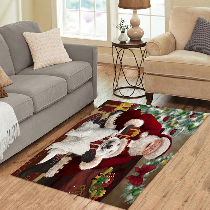 Santa's Christmas Surprise Great Pyrenees Dog Polyester Living Room Carpet Area Rug ARUG67559
