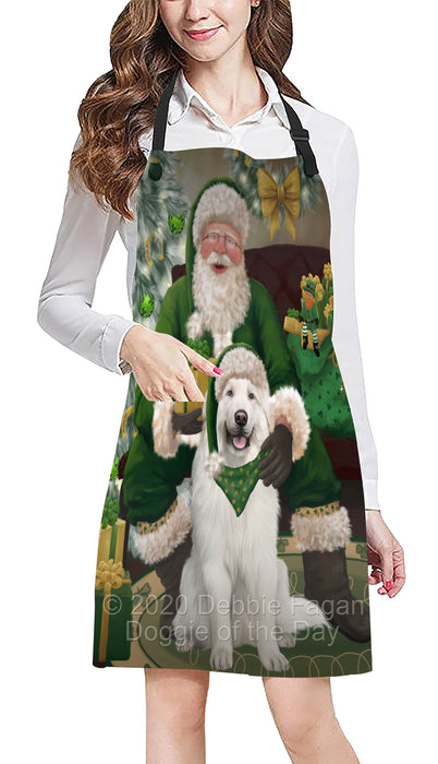 Christmas Irish Santa with Gift and Great Pyrenees Dog Apron Apron-48307
